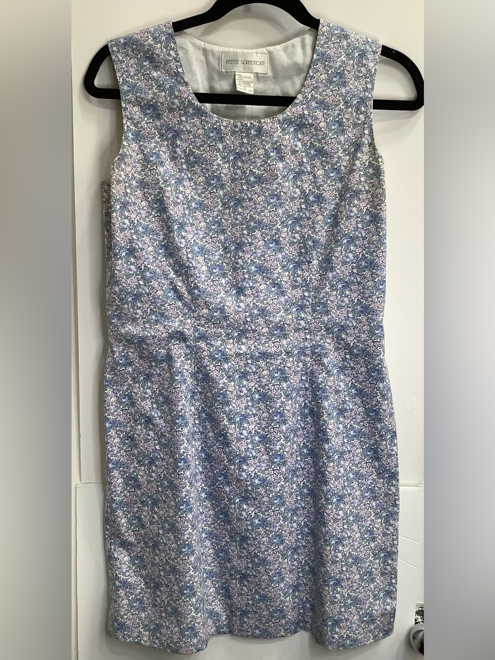 Blue and Pink Floral Sleeveless Shift Dress -Size 6
